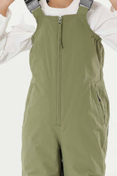 Boys’ Army Green Waterproof Reflective Durable Snow Bibs